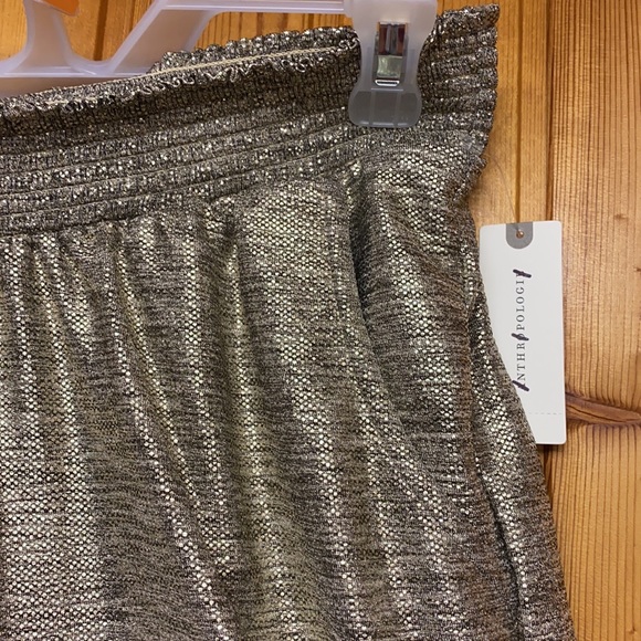 NWT ANTHROPOLOGIE WOMEN'S SIZE M JOGGERS GOLD ELASTIC WAISTBAND PARTY PANTS ! - Picture 2 of 13